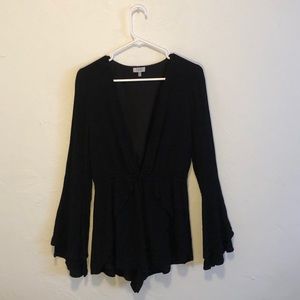 Black TOBI Low V Dressy Romper